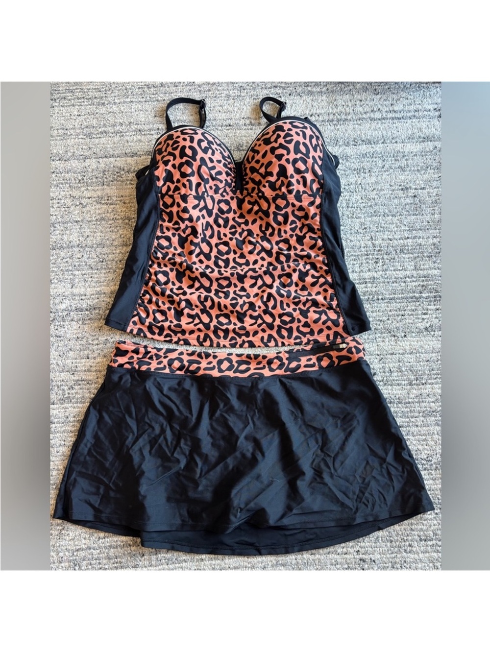 Women’s Swim Tankini 2 Piece with Leopard print